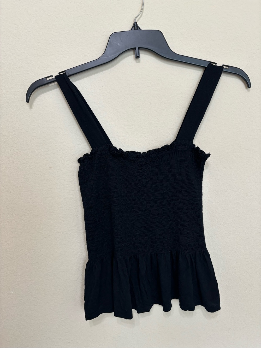 Mind Code Black Smocked Peplum Tank Top
